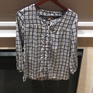 Blue and white j crew blouse